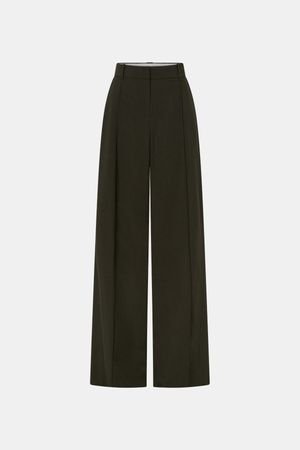 UNA STRAIGHT LEF PIN TUCK TROUSER DARK EMERALD