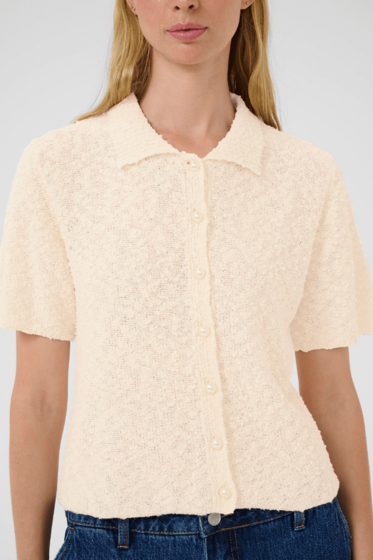 UNICE SHORT SLEEVE CARDIGAN EGRET