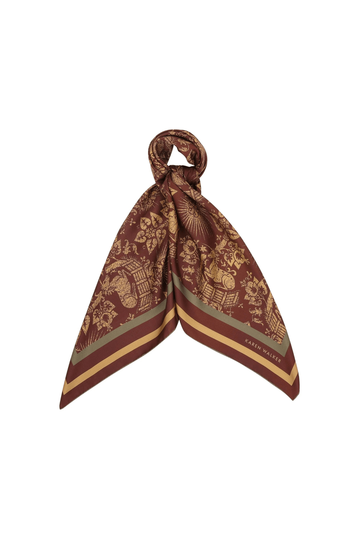 UNICORN CLASSIC SILK SCARF CHOCOLATE MULTI