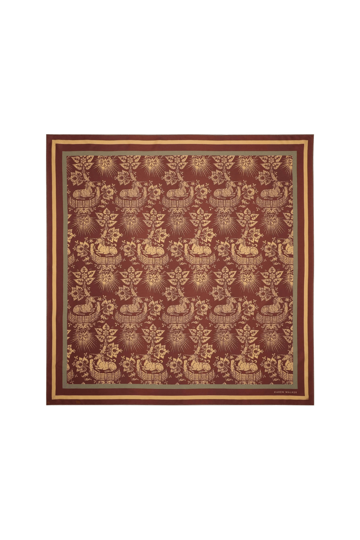 UNICORN CLASSIC SILK SCARF CHOCOLATE MULTI