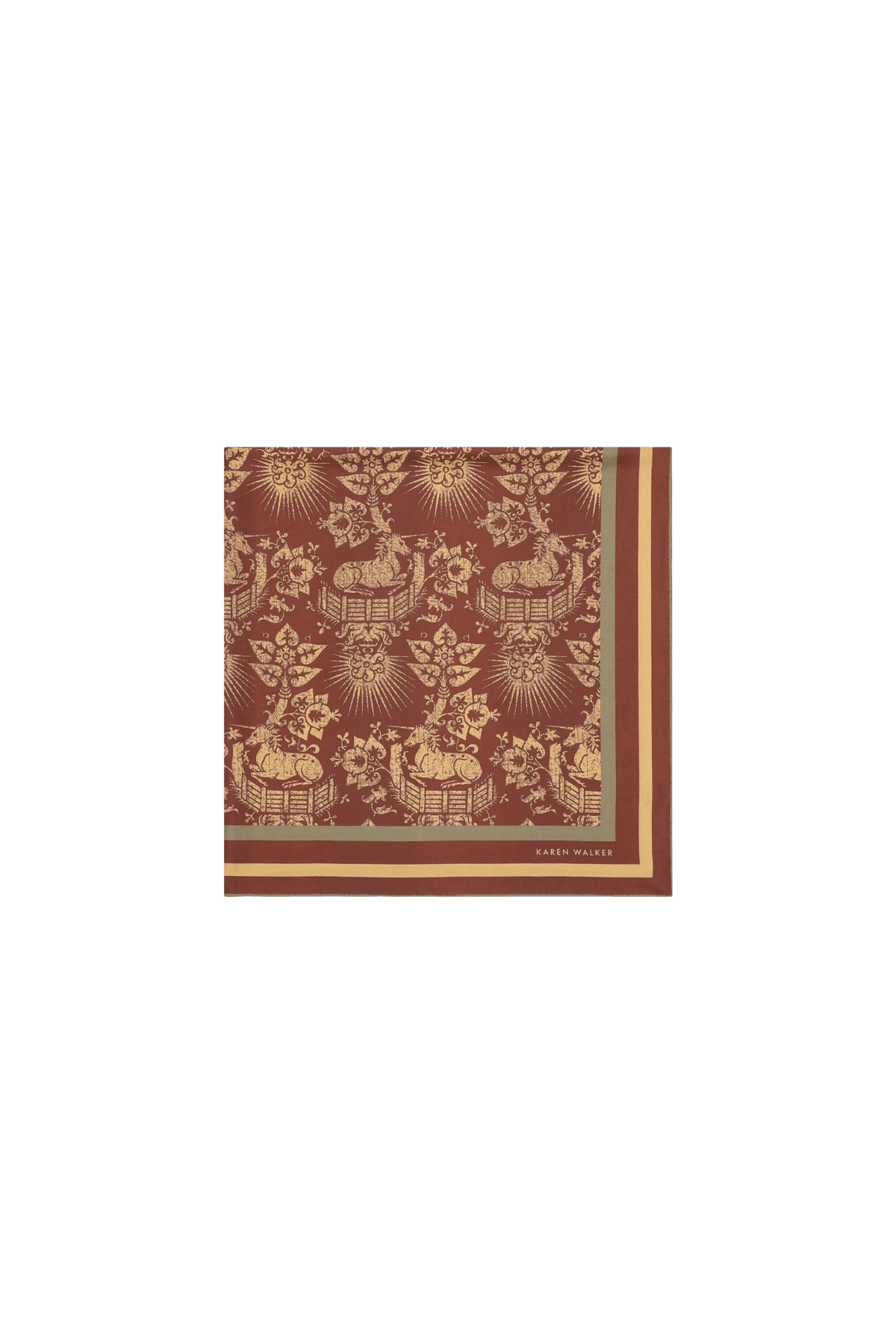 UNICORN CLASSIC SILK SCARF CHOCOLATE MULTI