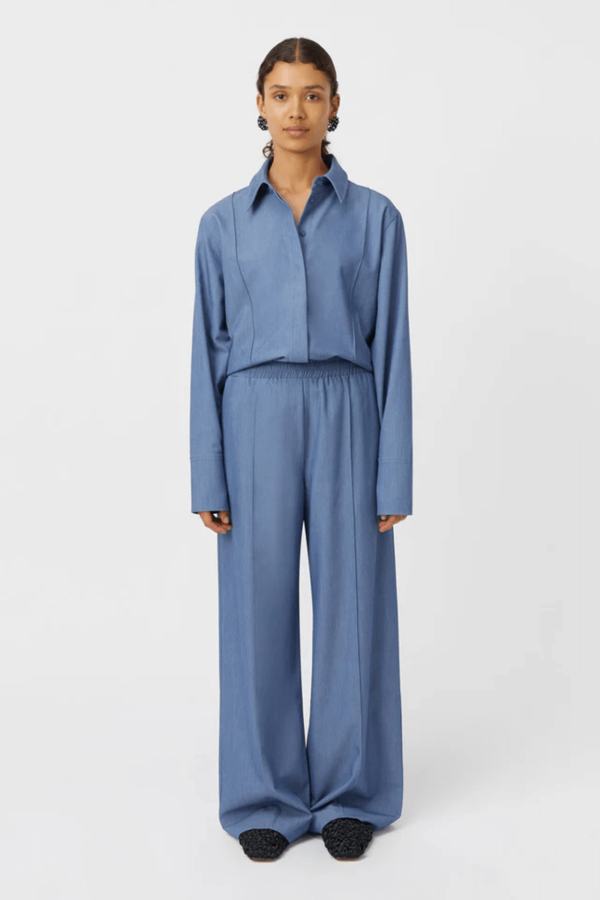VANIA WIDE LEG PANT BLUE MARLE