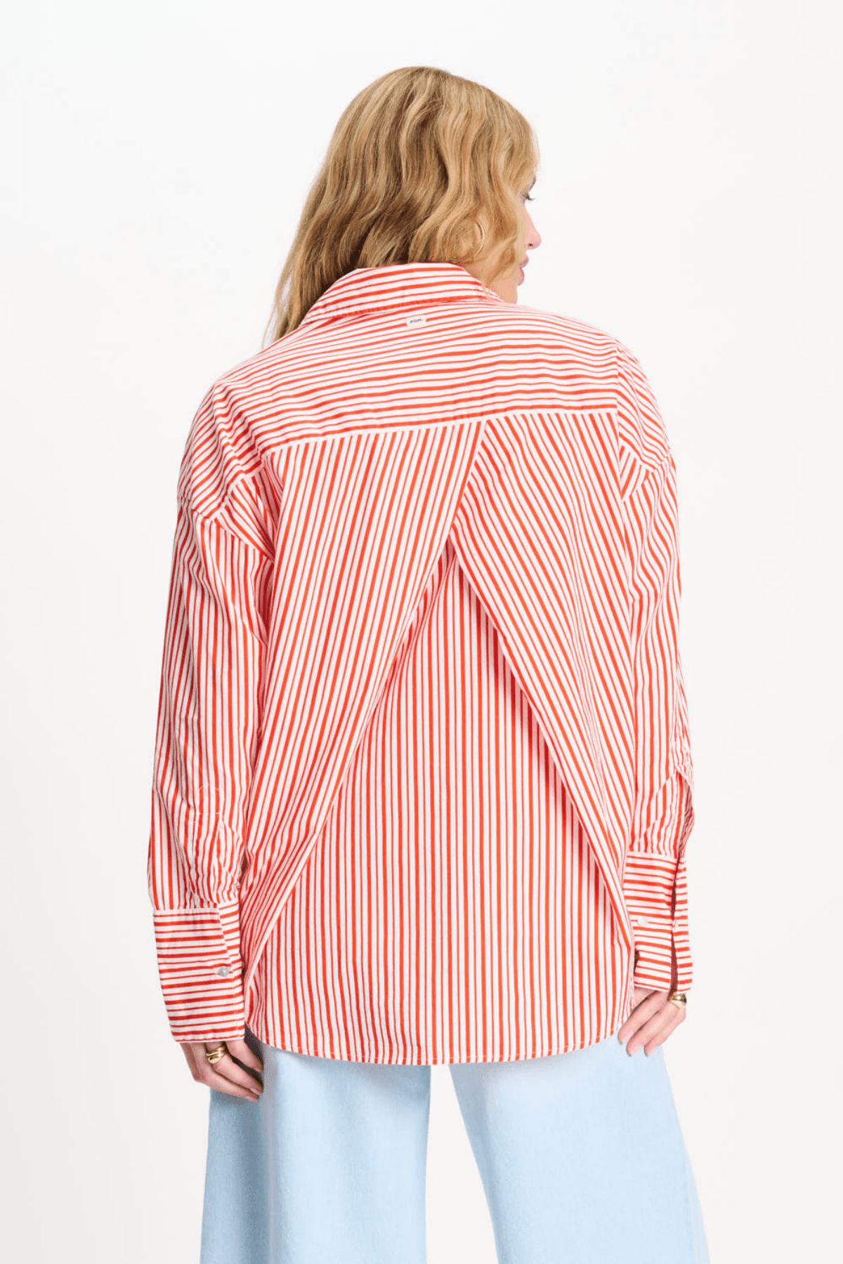 BLOUSE POPLIN STRIPED ORANGE