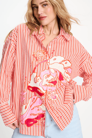 BLOUSE POPLIN STRIPED ORANGE
