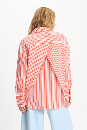 BLOUSE POPLIN STRIPED ORANGE