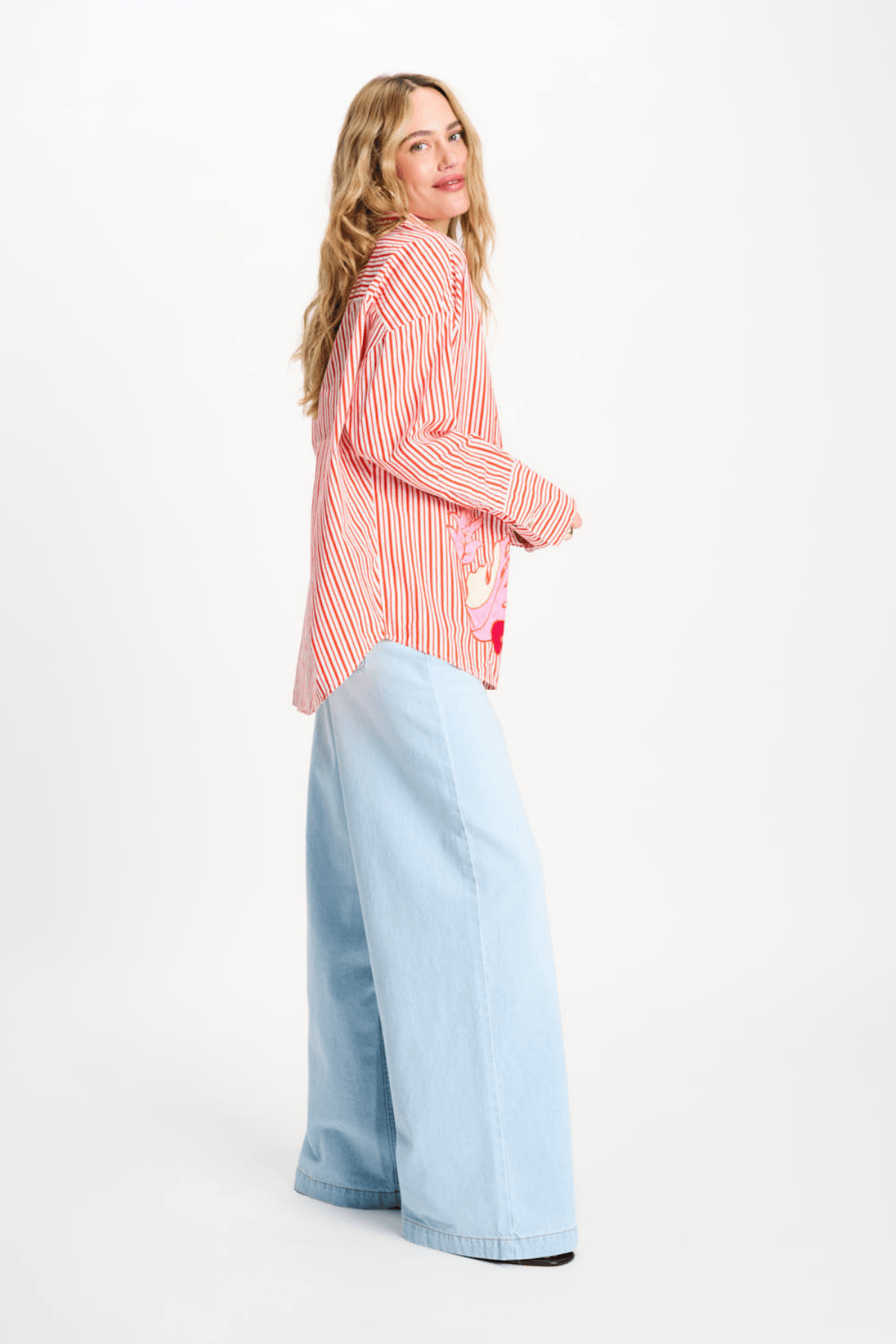 BLOUSE POPLIN STRIPED ORANGE