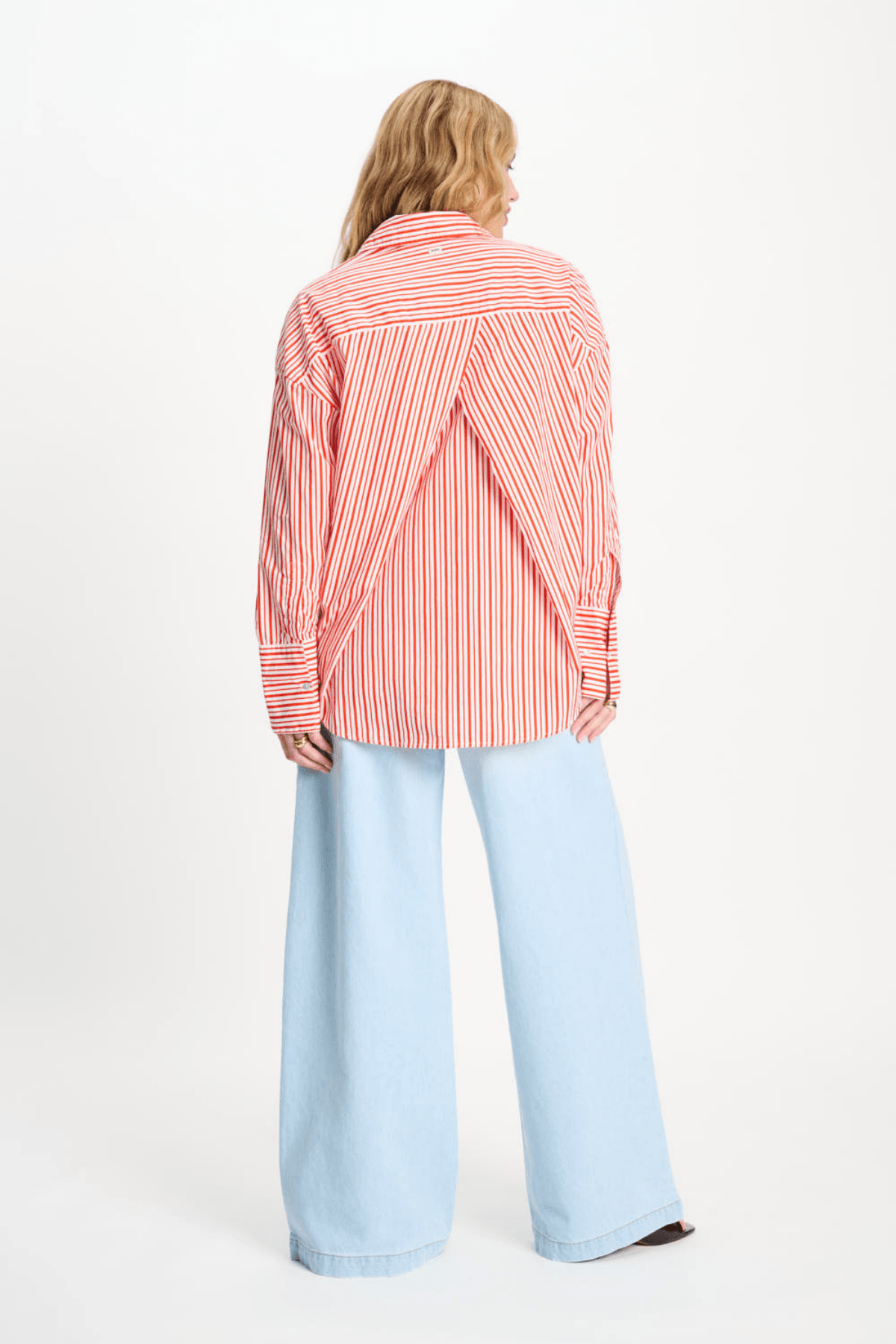 BLOUSE POPLIN STRIPED ORANGE