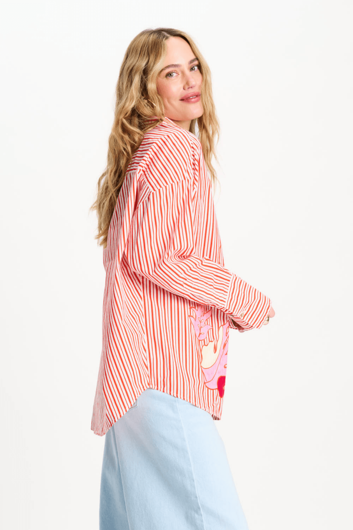 BLOUSE POPLIN STRIPED ORANGE
