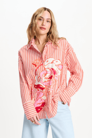 BLOUSE POPLIN STRIPED ORANGE