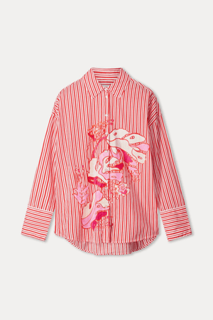 BLOUSE POPLIN STRIPED ORANGE
