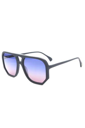 WAGER SUNGLASSES BLACK MATT BLUE TO PURPLE
