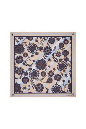 WANDERLUST CLASSIC SILK SCARF NATURAL/NAVY