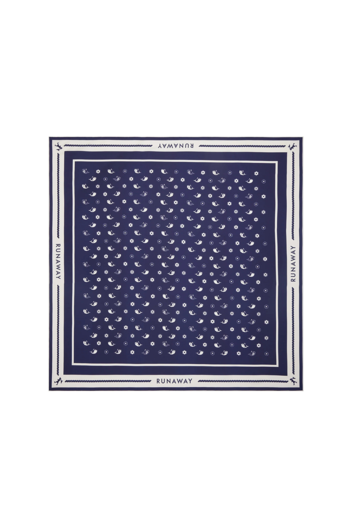 WHALE FLORAL CLASSIC SILK SCARF NAVY