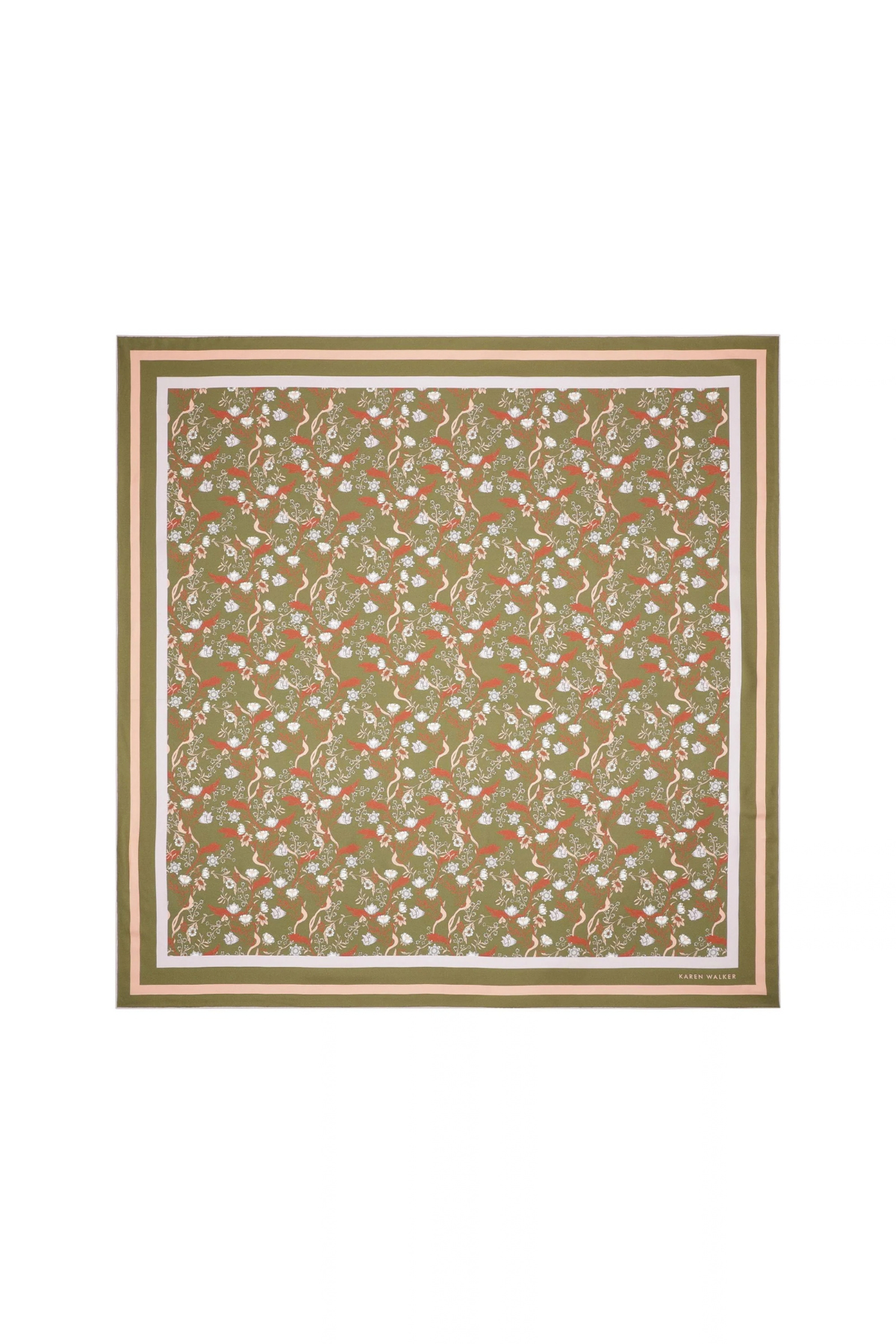 WHIMSY FLORAL CLASSIC SCARF OLIVE MULTI