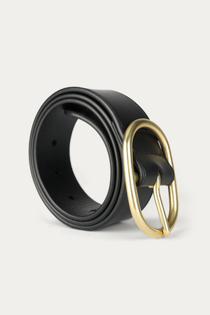 WIDE BELT OVAL BUCKLE BLACK/BRASS
