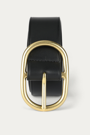 WIDE BELT OVAL BUCKLE BLACK/BRASS