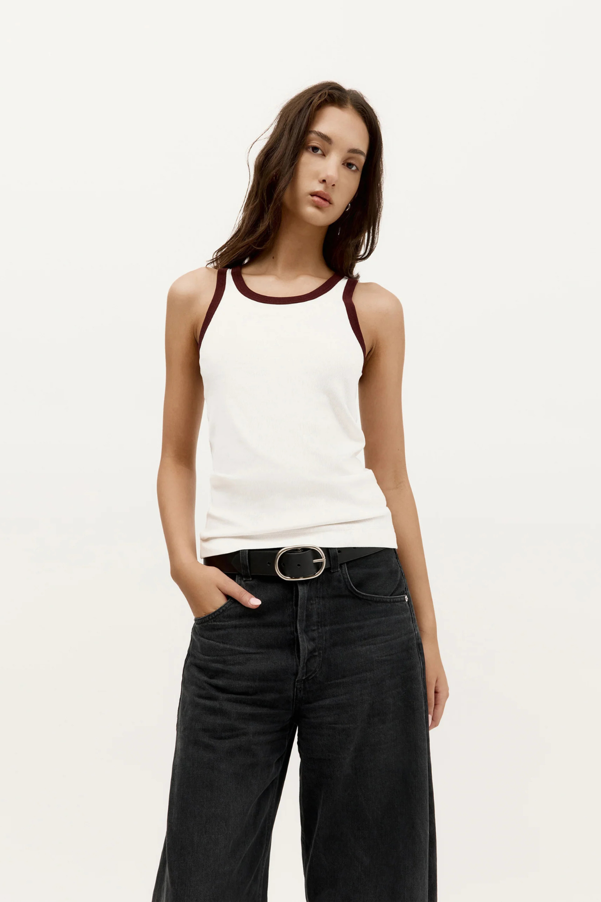 WIDE BELT OVAL BUCKLE BLACK/SILVER