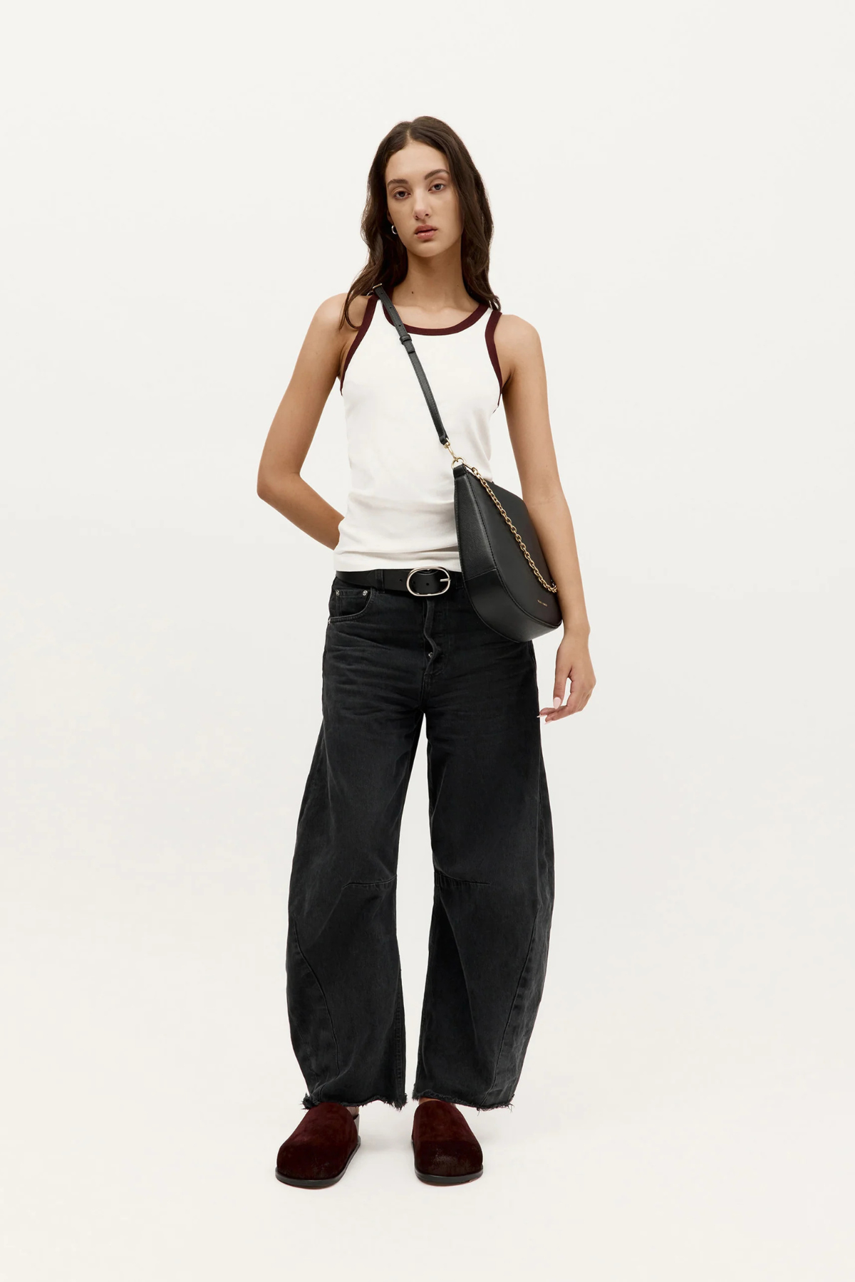 WIDE BELT OVAL BUCKLE BLACK/SILVER