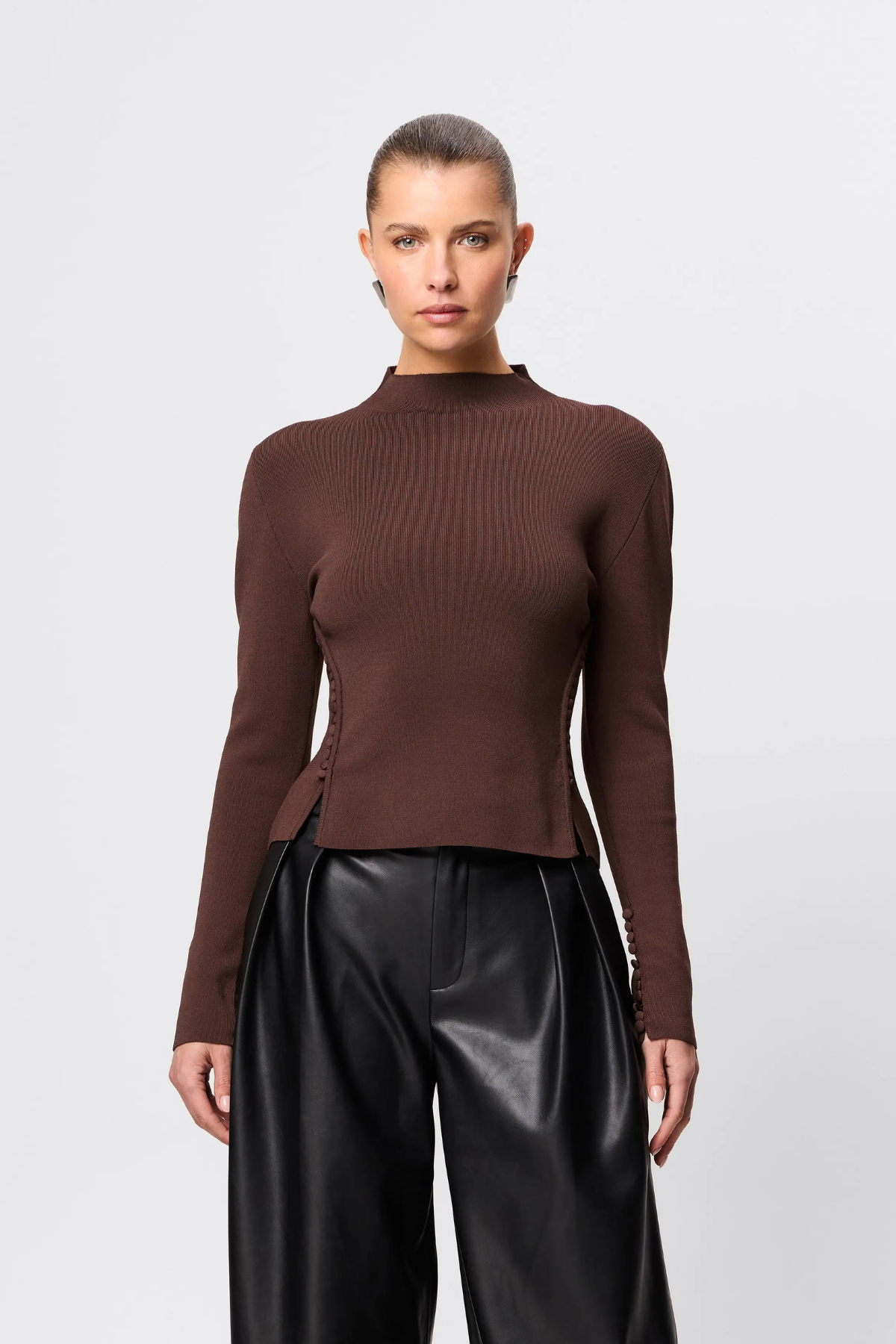 WINDSOR KNIT TOP CHOCOLATE