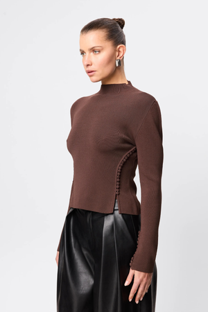 WINDSOR KNIT TOP CHOCOLATE