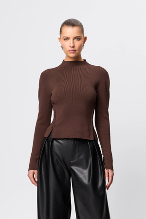 WINDSOR KNIT TOP CHOCOLATE