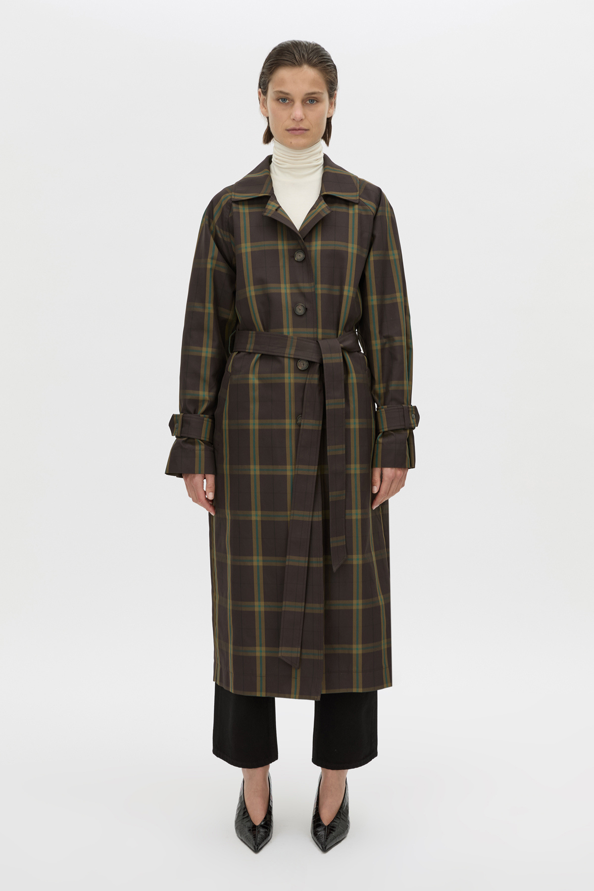 WINTON CHECK TRENCH COAT ESPRESSO CHECK