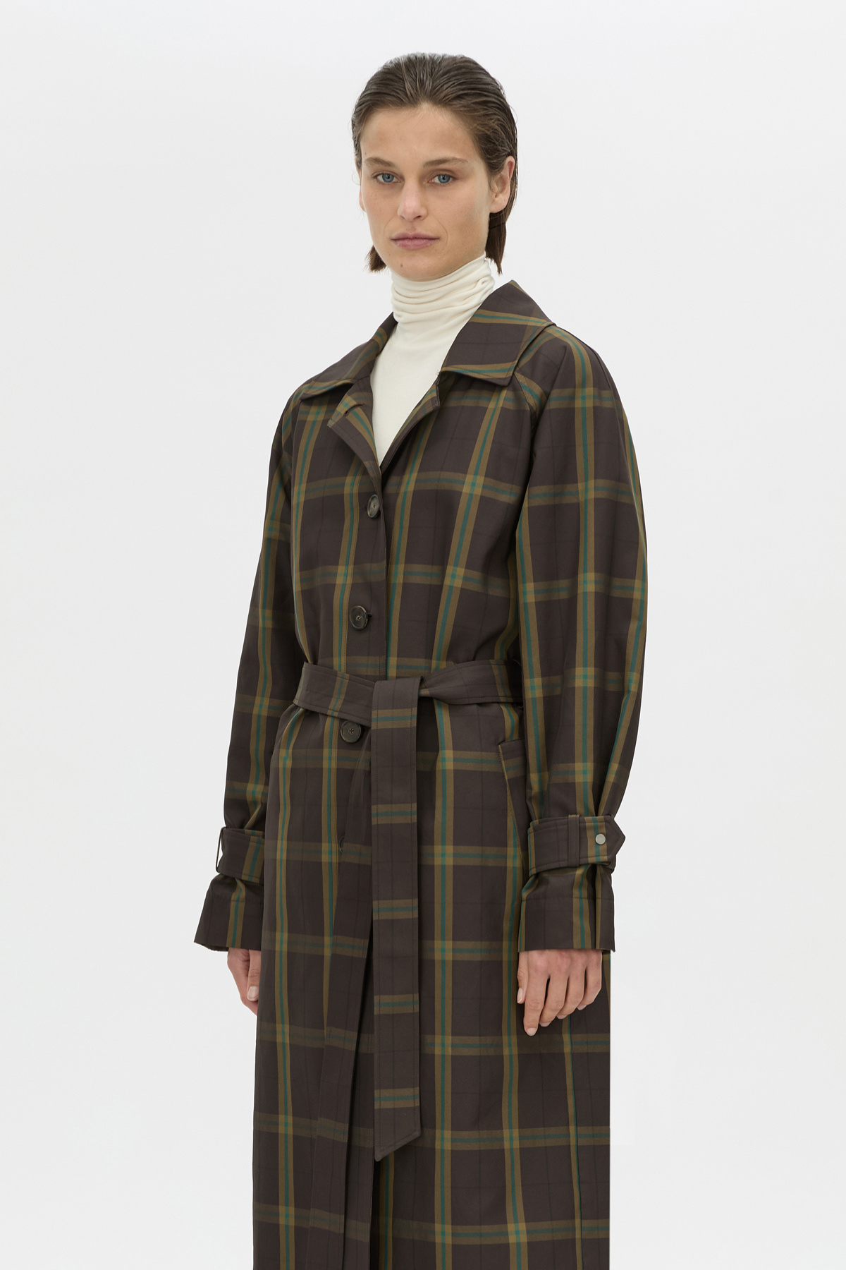 WINTON CHECK TRENCH COAT ESPRESSO CHECK