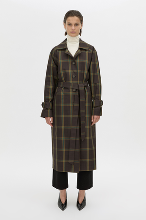 WINTON CHECK TRENCH COAT ESPRESSO CHECK