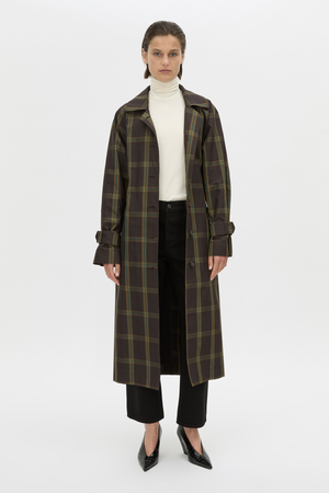 WINTON CHECK TRENCH COAT ESPRESSO CHECK