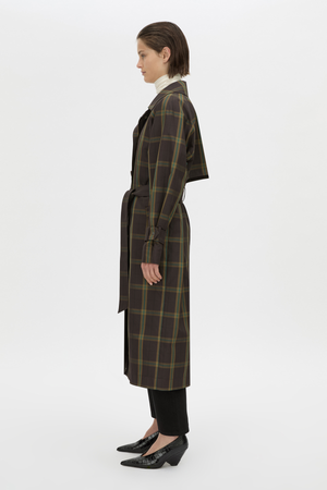 WINTON CHECK TRENCH COAT ESPRESSO CHECK