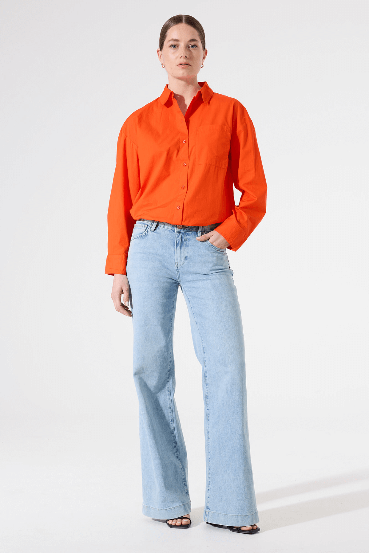 Z0019 LADIES SHIRT TANGERINE RED
