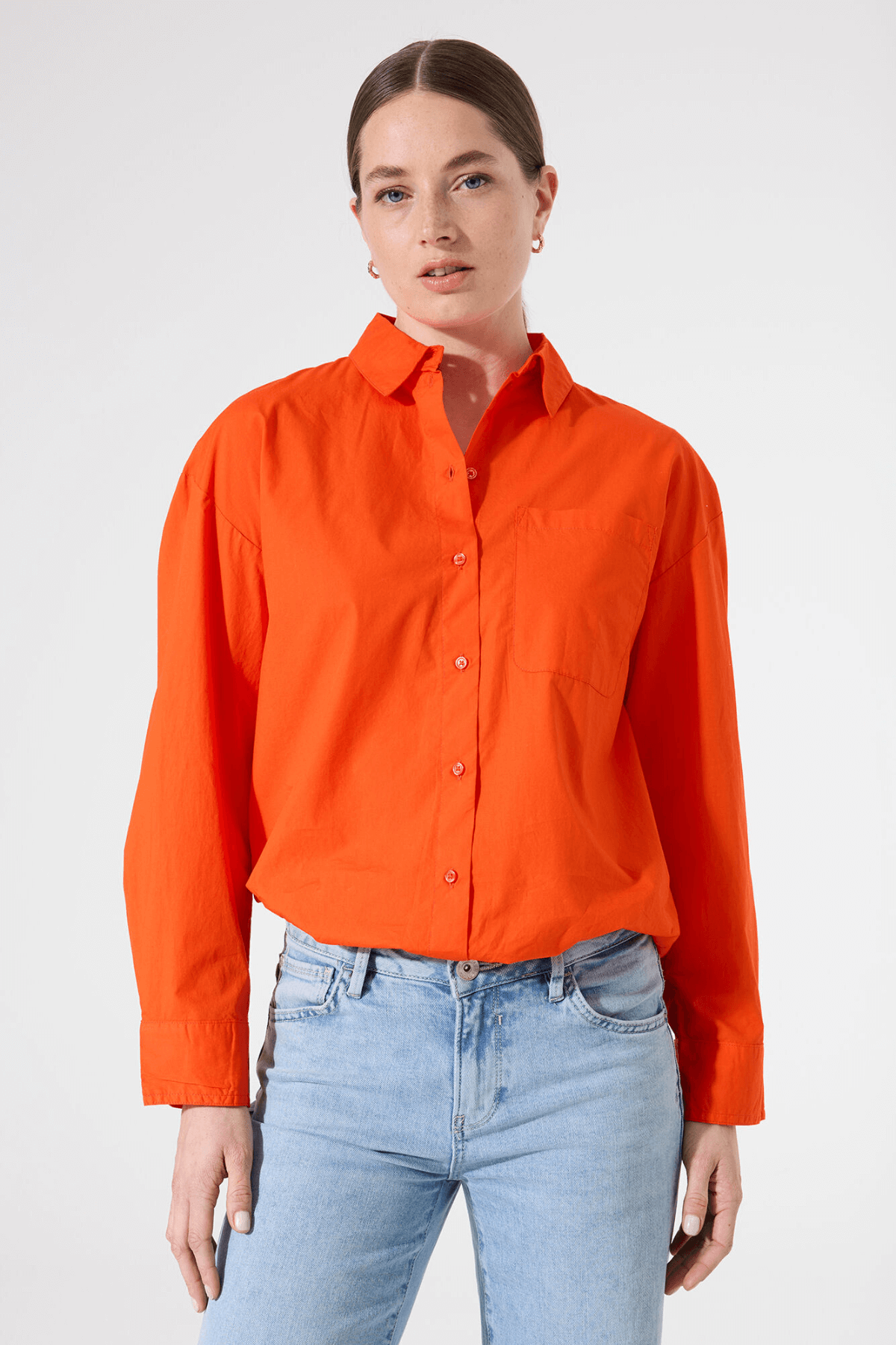 Z0019 LADIES SHIRT TANGERINE RED