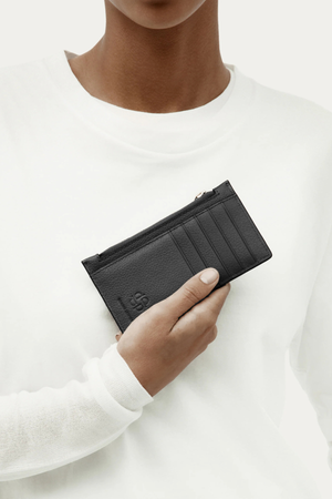 ZIP CARD HOLDER BLACK/BRASS