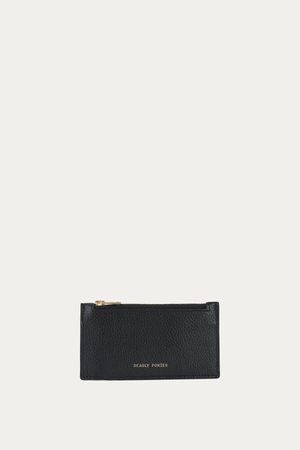 ZIP CARD HOLDER BLACK/BRASS
