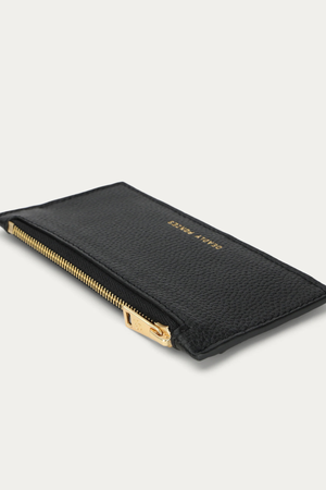 ZIP CARD HOLDER BLACK/BRASS