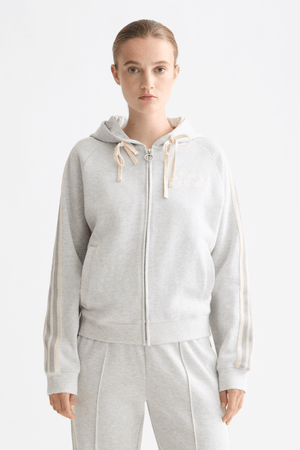 ZIP THROUGH INTERLOCK HOODIE LIGHT GREY MELANGE