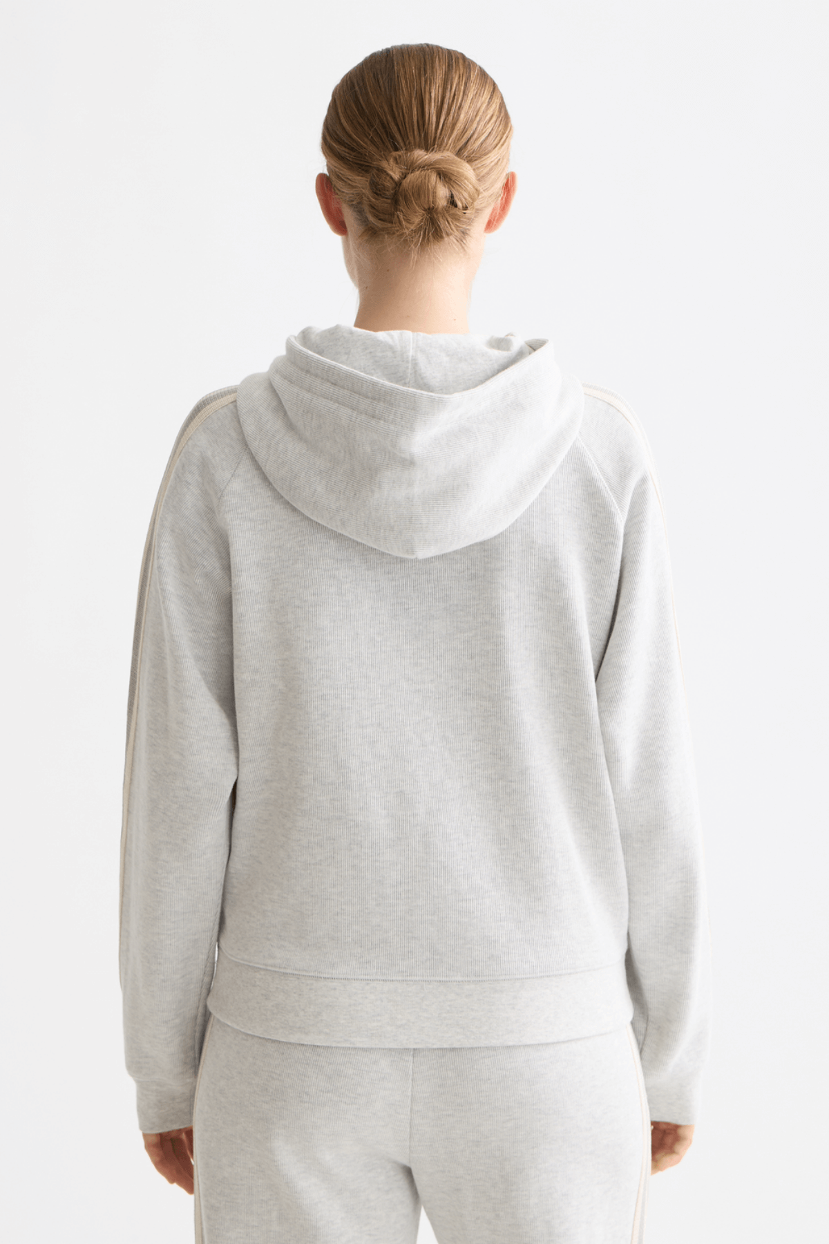 ZIP THROUGH INTERLOCK HOODIE LIGHT GREY MELANGE