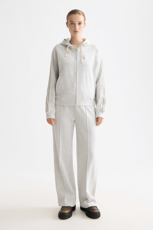 ZIP THROUGH INTERLOCK HOODIE LIGHT GREY MELANGE