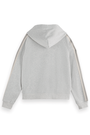 ZIP THROUGH INTERLOCK HOODIE LIGHT GREY MELANGE
