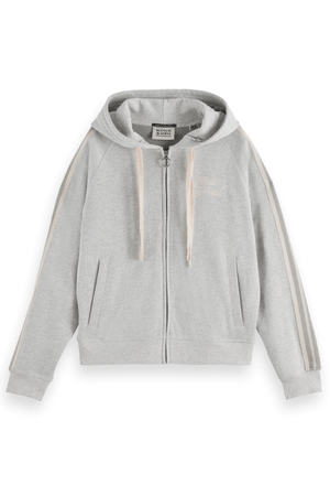 ZIP THROUGH INTERLOCK HOODIE LIGHT GREY MELANGE