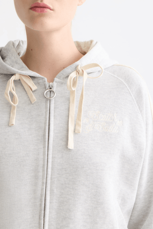ZIP THROUGH INTERLOCK HOODIE LIGHT GREY MELANGE