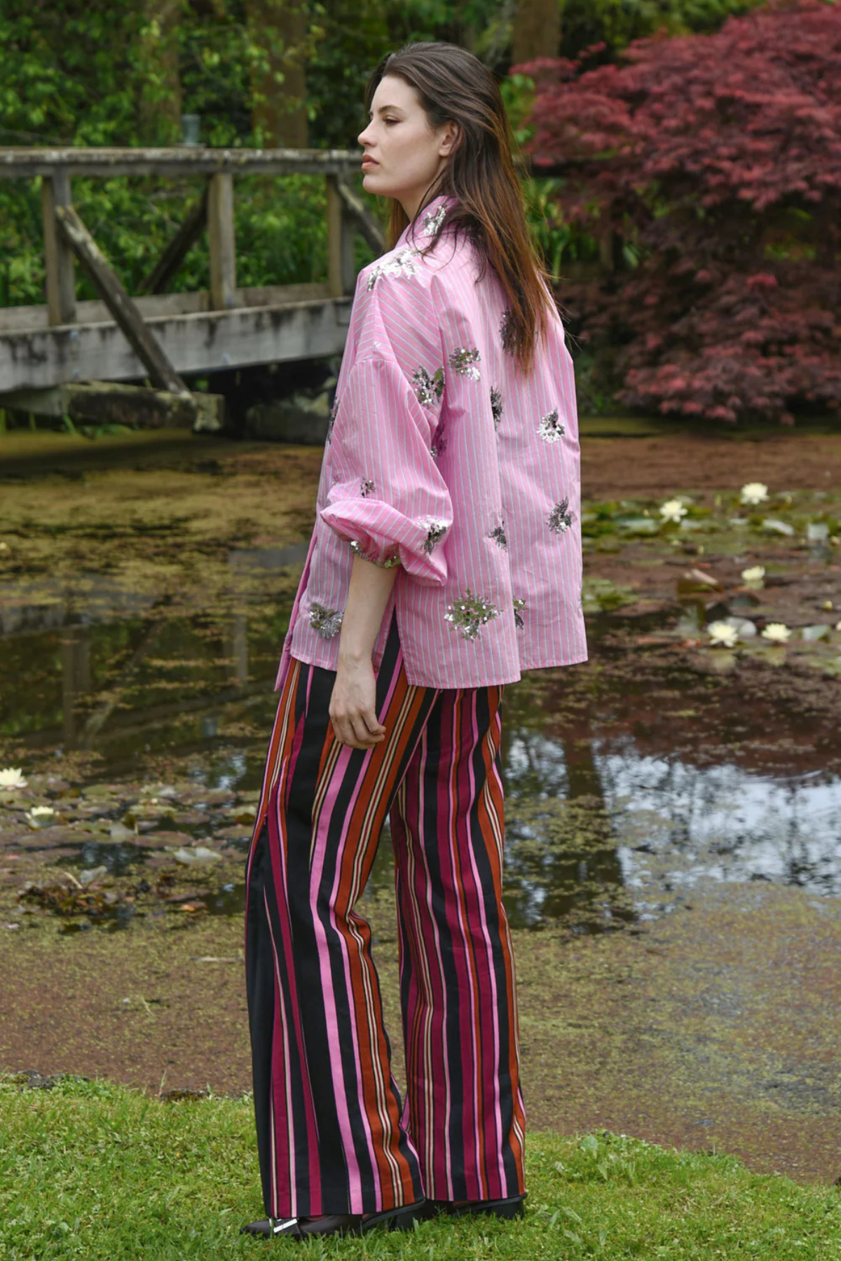 ZIP TO BE SQUARE PANT PINK MULTI STRIPE