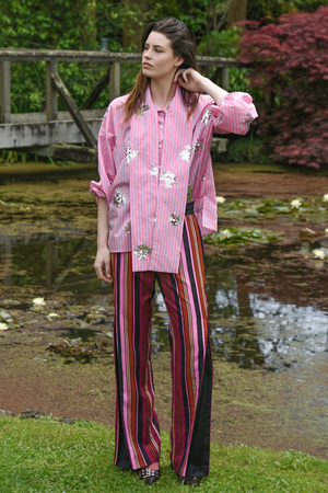 ZIP TO BE SQUARE PANT PINK MULTI STRIPE
