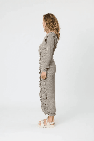ISLAND DRESS CHOCOLATE HERRINGBONE