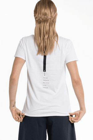 LIVE V TEE WHITE/BLACK PRINT