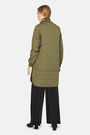 LONG QUILT COAT ARMY