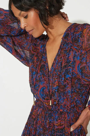 NISHA MINI DRESS RETROGRADE PAISLEY