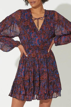 NISHA MINI DRESS RETROGRADE PAISLEY
