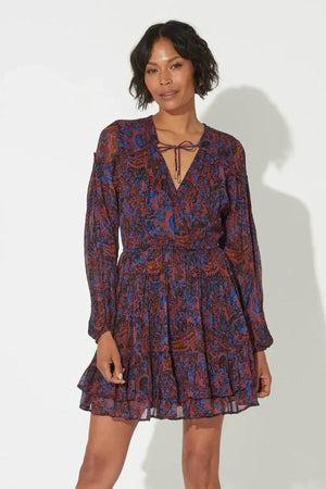 NISHA MINI DRESS RETROGRADE PAISLEY
