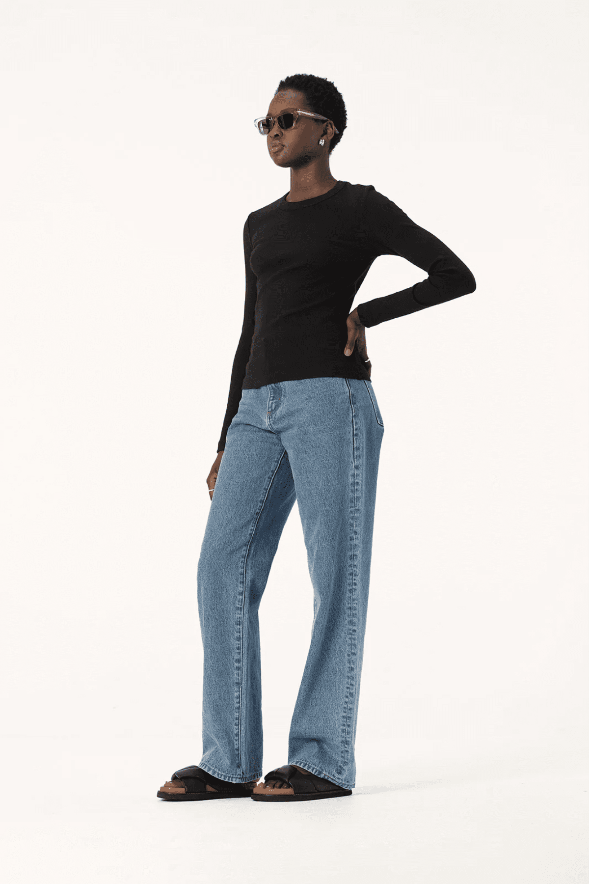 NOLA LONG SLEEVE TOP BLACK